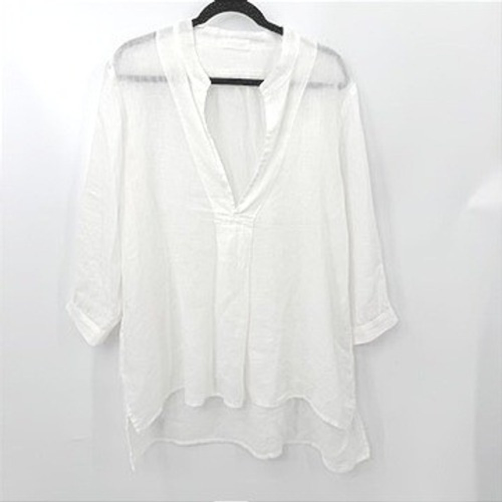 CP Shades Teton Tunic Women M White Linen Coastal Beachy Resort Boho USA Relaxed